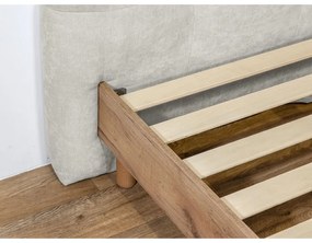 Pat matrimonial gri deschis tapițat cu somieră 180x200 cm Kumo – Bobochic Paris