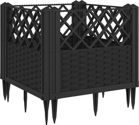 vidaXL Jardinieră de grădină cu spalier, negru, 43,5x43,5x43,5 cm, PP