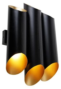 Aplică neagră cu interior auriu 6 lumini - Whistle