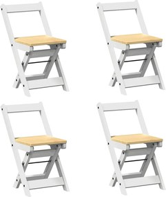 vidaXL Scaune pliabile „Corona”, 4 buc, alb, lemn masiv pin
