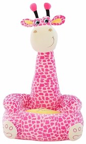 Fotoliu din plus pentru copii cu spatar, Girafa, 85 x 50 x 45 cm, Roz, FPS-118