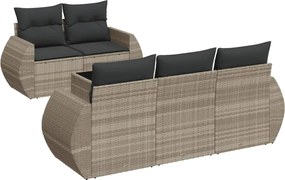 vidaXL Set canapele de grădină cu perne, 6 piese gri deschis poliratan