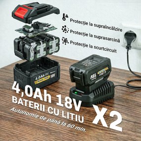 Outsunny Suflător cu Baterie 18V, Suflător de Frunze cu 2 Baterii 4Ah, Motor Brushless 600W, 3 Trepte Viteză 149 km/h, Turbo Boost, 2 Țevi, Încărcător, pentru Grădină Frunze Zăpadă Praful | Aosom Romania