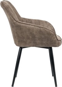 Set de 2 scaune elegante, cu brate si tapiterie din microfibra, Turin taupe A-38790 VC