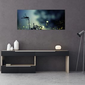Tablou - Libelula în noaptea strălucitoare (120x50 cm)