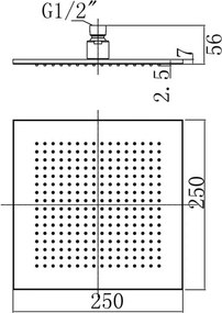 Cap de duș argintiu lucios din alamă – Sapho