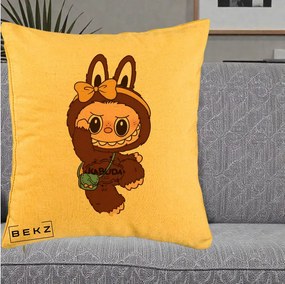 Perna Personalizata Kabuda Maro cu Funda Aurie, 40x40 cm, Galben, Husa Detasabila, Perna Inclusa, BEKZ®