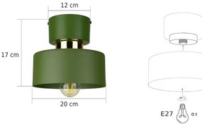 Plafonieră IGNIA 1xE27/60W/230V verde/aurie