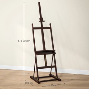 HOMCOM Șevalet pentru Pictori Reglabil din Lemn de Fag cu Compartiment, 53x50,5x171-230cm | Aosom Romania
