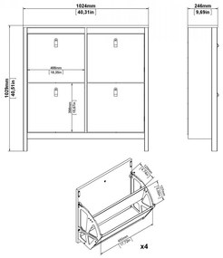 Suport pentru pantofi Real larg, alb