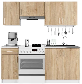 Set mobilier bucătărie 180 cm Lula TYP1 (Alb + Stejar sonoma). 1068559