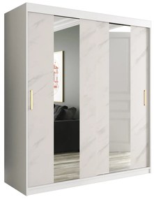 Dulap de haine 180 cm Marbelo P (mat alb + marmură albă). 1064524