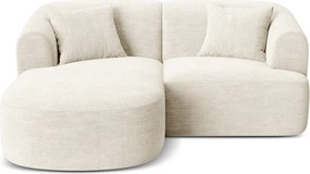 Colțar bej cu tapițerie din catifea reiată (cu colț pe partea stângă/cu șezlong) Campi – Cosmopolitan Design