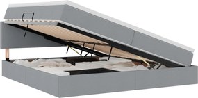 vidaXL Pat cu saltea și spațiu de depozitare Gri deschis 200 x 200 cm