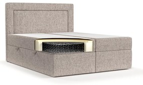 Pat boxspring maro deschis cu spațiu de depozitare 160x200 cm Imagine – Maison de Rêve