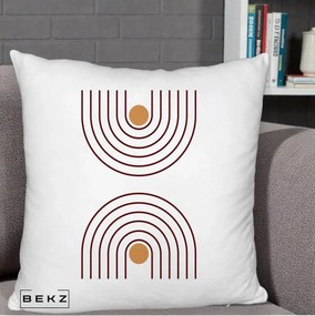 Perna Decorativa Geometric Boho Arc, 40x40 cm, Alb Pufos, Husa Detasabila, Perna Inclusa, BEKZ®