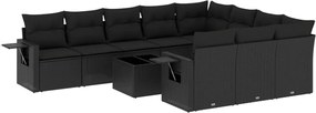 vidaXL Set canapele de grădină cu perne, 11 piese, negru, poliratan