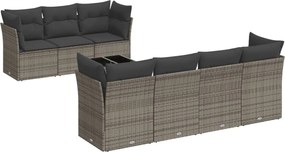 vidaXL Set canapele de grădină cu perne, 8 piese, gri, poliratan