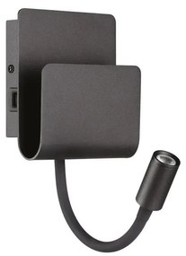 Spot LED de perete Ideal Lux PROBE LED/9,5W/230V USB CRI 90 negru