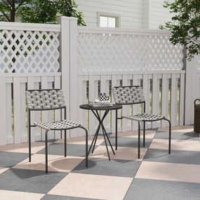 Outsunny Set mobilier grădină din poliratan, lounge exterior mobilier balcon pentru 2 persoane, 3 piese, 2 scaune, masă, gri | Aosom Romania
