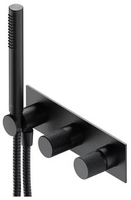 Baterie cada - dus incastrata Omnires Contour antracit periat cu corp ingropat si set de dus