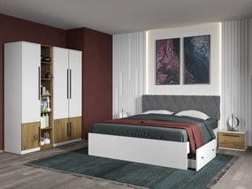 Set mobila dormitor 4 piese Alb/Stejar Eclipse C04