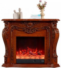 Șemineu electric cu efect LED realist cu 12 culori, Comodă TV, design elegant, control vocal și telecomandă, fără încălzire, 120 cm, Maro