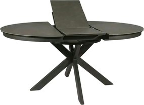 Masa rotunda extensibila 120 cm PORTO, gri inchis/negru mat, sticla se