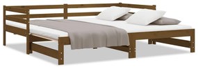 814697 vidaXL Pat de zi extensibil maro miere 2x(80x200) cm lemn masiv de pin