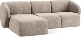 Colțar maro deschis cu tapițerie din chenille (cu colț pe partea stângă/cu șezlong) Lani – Makamii