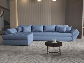 Colțar extensibil dumonde cu ladă de depozitare si sezut confortabil din spuma high-density, Loana XL Enjoy Albastru 335x185 cm