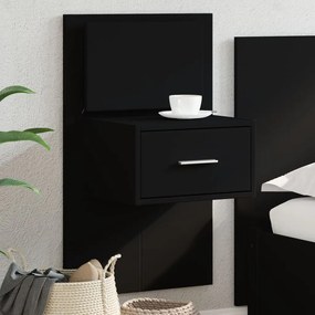 vidaXL Noptieră montată pe perete cu lumini LED, negru