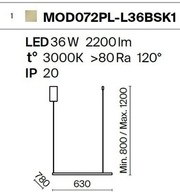 Lustra LED, pendul design modern Glint alama 63x78cm
