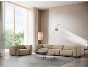 Canapea bej cu tapițerie din catifea 319 cm Ekahi – Makamii