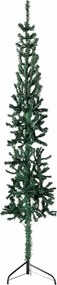 vidaXL Jumătate brad de Crăciun subțire cu suport, verde, 240 cm
