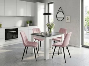 Scaun de dining SPLIT VELVET cu picioare negre, roz deschis
