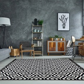 Covor reversibil Cihan Bilisim Tekstil Helen, 80 x 150 cm, negru-alb