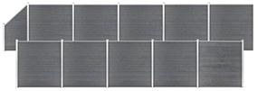 vidaXL Set gard din WPC, 10 buc. pătrate + 1 oblică, 1830x186 cm, gri