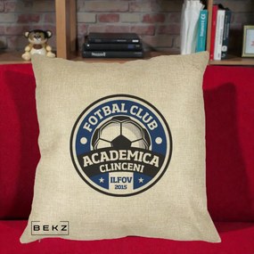 Perna Personalizata Academica Clinceni Fotbal Club, 40x40 cm, Crem, Husa Detasabila, Perna Inclusa, BEKZ®