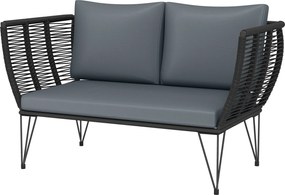 Outsunny Sofa de grădină cu perne 2 locuri Sofa Outdoor Balcon Sofa din ratan Polyrattan Mobilier de grădină 123 x 67 x 72 cm Gri deschis | Aosom Romania