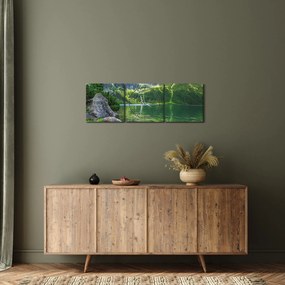Tablou cu lac în munții Tatra (cu ceas) (90x30 cm)