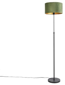 Lampă de podea neagră cu abajur din catifea verde cu auriu 35 cm - Parte