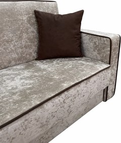 Canapea SAMY NEXT extensibila, 2 locuri, cu lada de depozitare, catifea plusata bej , cadru metalic, 152x100x92 cm catifea plusata, Bej