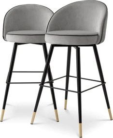 Set de 2 scaune de bar pivotante, design LUX, Bar Stool Cooper gri deschis
