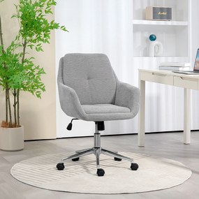 HOMCOM Scaun de Birou, Scaun din Material Textil cu Înălțime Reglabilă, Cotieră, Scaun Pivotant pentru Acasă, 55x66x86-96 cm, Gri | Aosom Romania