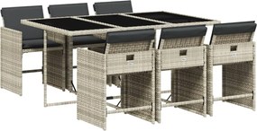 vidaXL Set mobilier de grădină cu perne, 7 piese gri deschis poliratan