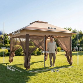 Outsunny Tonnelă pavilion de grădină pop-up pliabilă oțel poliester plase de țânțari + geantă de transport cu roți kaki maro | Aosom Romania