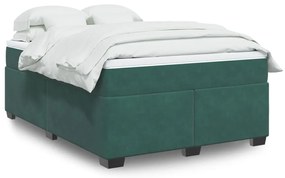 vidaXL Pat box spring cu saltea, verde închis, 140x200 cm, catifea