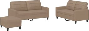 vidaXL Set de canapele cu perne, 3 piese, cappuccino, piele ecologică