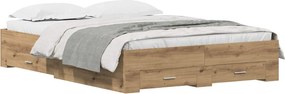vidaXL Cadru de pat Stejar Artizanal 140 x 190 cm Lemn compozit